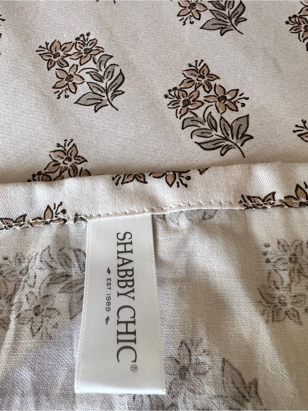 SHABBY CHIC 2-Pc KING Sheet Set 100% Cotton Brown Tan Flowers Cottage Garden